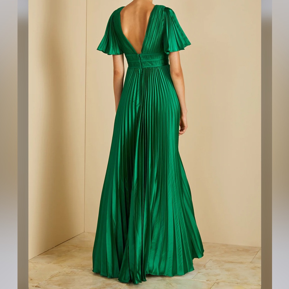 Amur Jupiter Pleated Shirt Sleeve Slit Gown NWT Size 2 - Picture 2 of 7